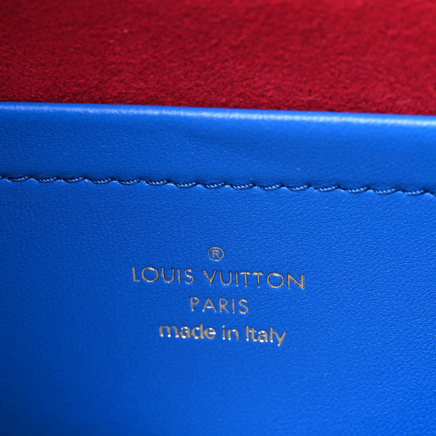 Lambskin Embossed Monogram Vuittamins Pochette Coussin Blue Red