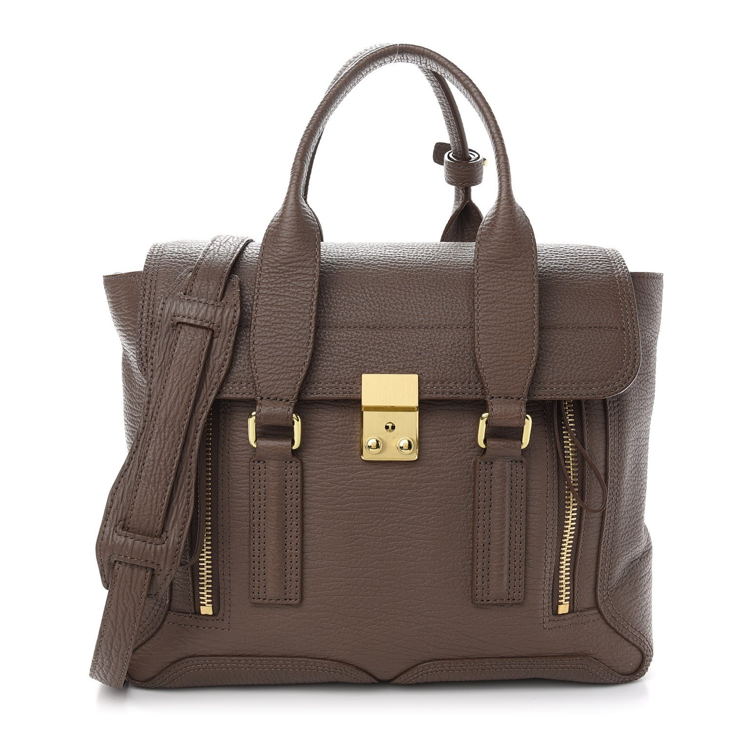 3.1 Phillip Lim Textured Calfskin Medium Pashli Satchel Taupe 1 of 8