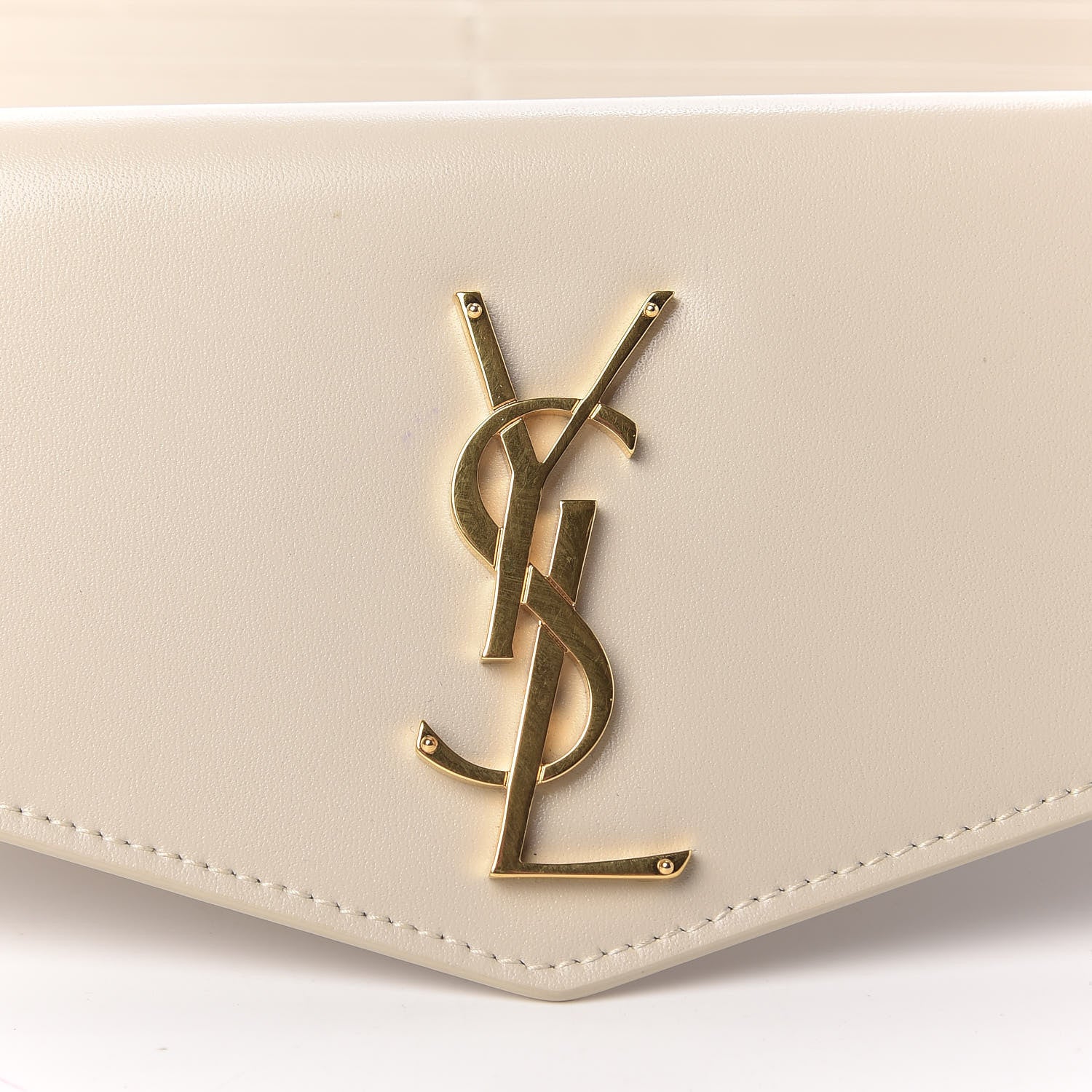Saint Laurent Smooth Shiny Calfskin Monogram Uptown Wallet Crema Soft 7 of 12