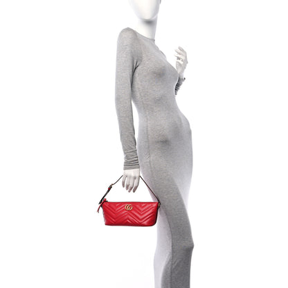 Gucci Calfskin Matelasse Chevron GG Marmont Sling Shoulder Bag Rosso 2 of 10