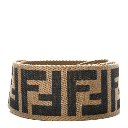 Fendi Canvas Calfskin FF 1974 Studded Strap You Fango Marrone Ebano 2 of 4