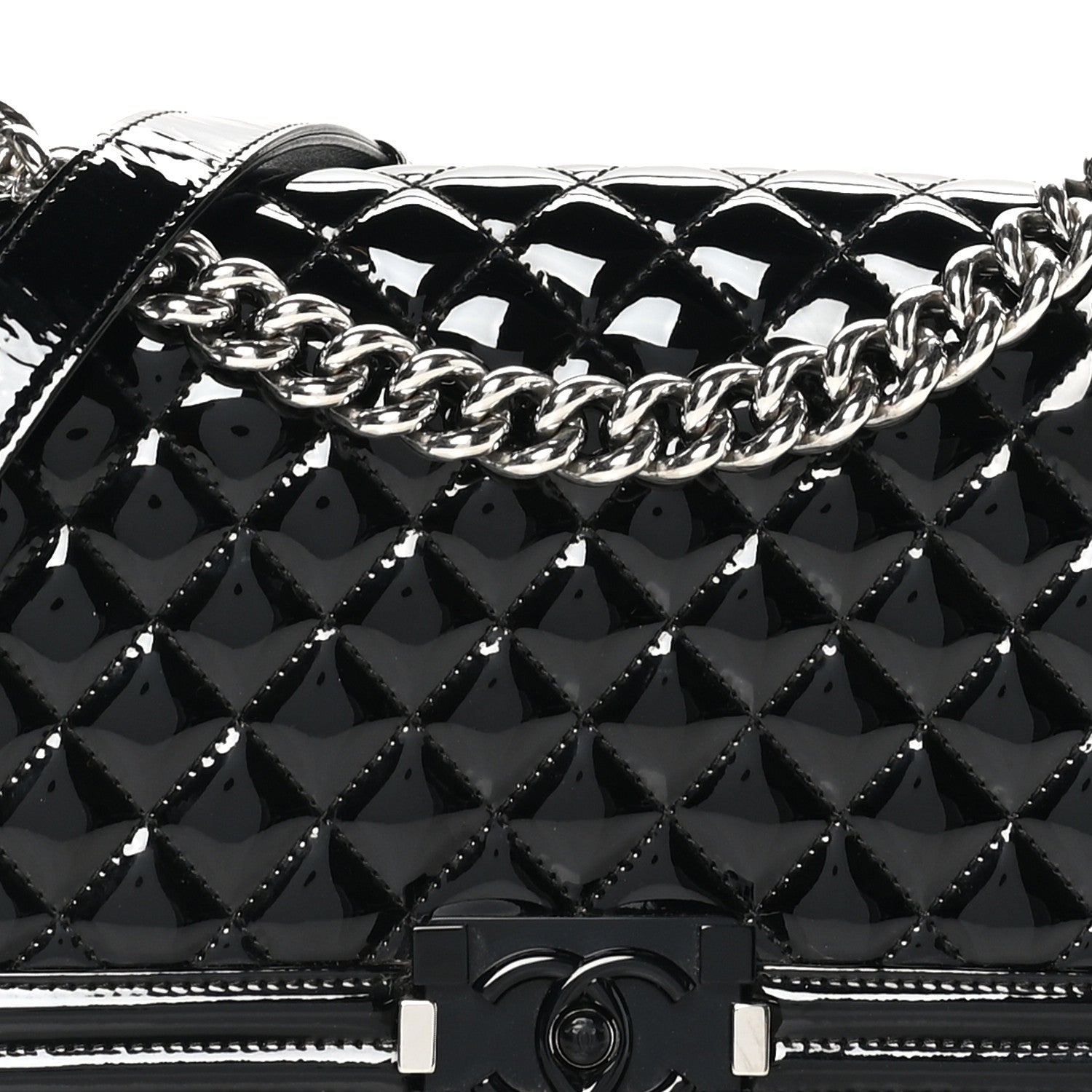 Chanel Patent Calfskin Quilted Medium Plexiglass Boy Flap Black 8 of 10