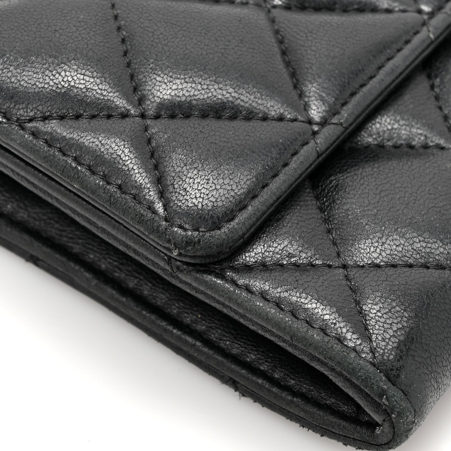 Chanel Lambskin Quilted Large Gusset Flap Wallet Black 16 of 19