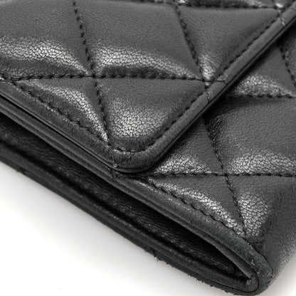 Chanel Lambskin Quilted Large Gusset Flap Wallet Black 16 of 19
