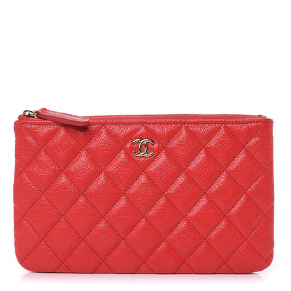 Chanel Shiny Caviar Quilted Cosmetic Case Red 1 of 8