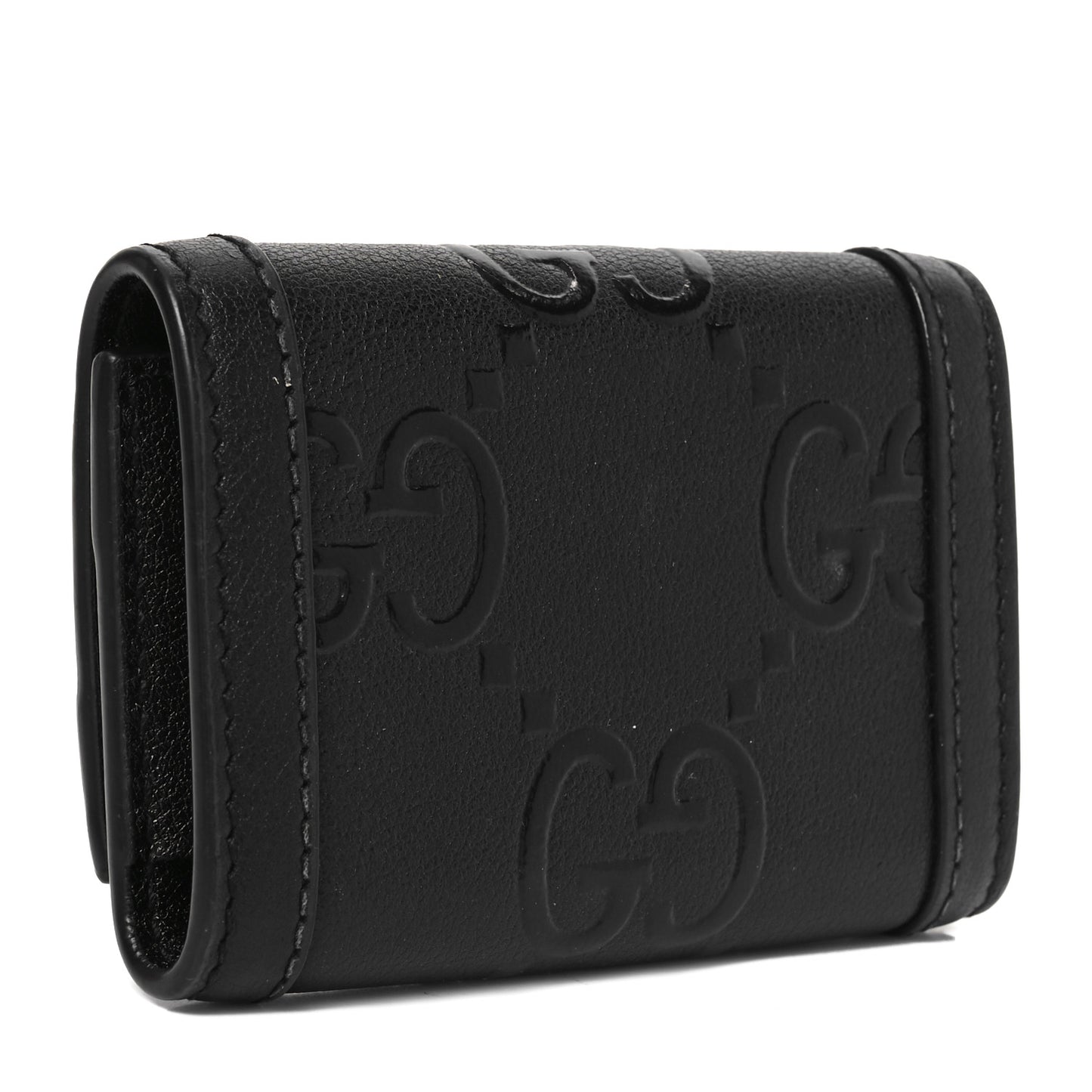 Wonka Grain Calfskin GG Monogram Embossed 6 Key Holder Black