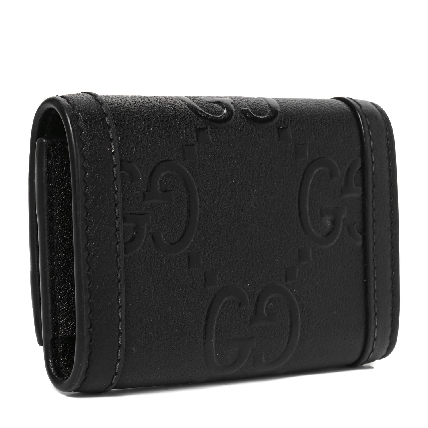 Gucci Wonka Grain Calfskin GG Monogram Embossed 6 Key Holder Black 3 of 7