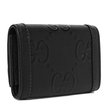 Gucci Wonka Grain Calfskin GG Monogram Embossed 6 Key Holder Black 3 of 7