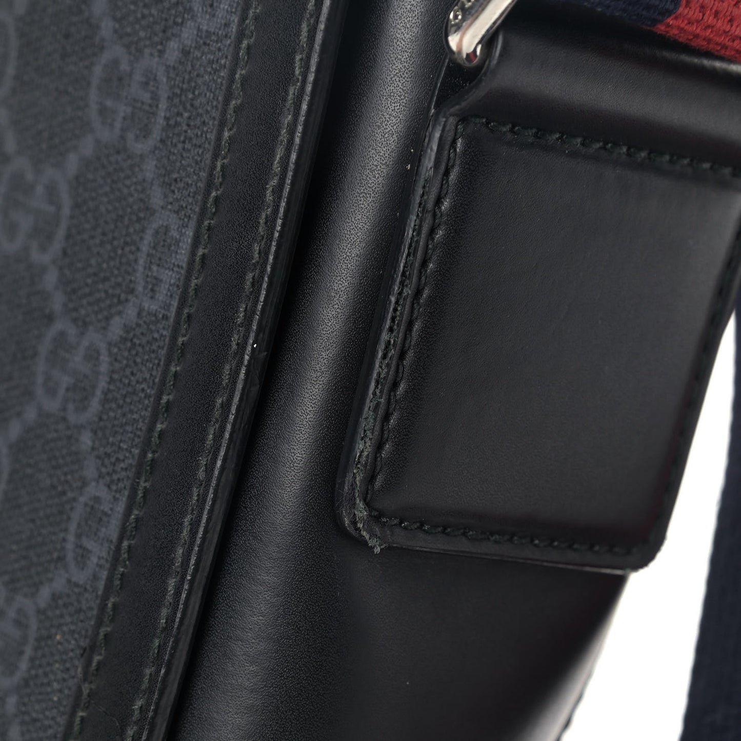 GG Supreme Monogram Web Flap Messenger Bag Black Grey
