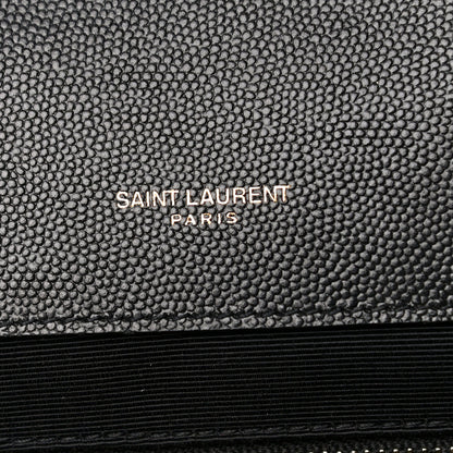 Saint Laurent Grain De Poudre Textured Mixed Matelasse Large Triquilt Monogram Satchel Black 6 of 10