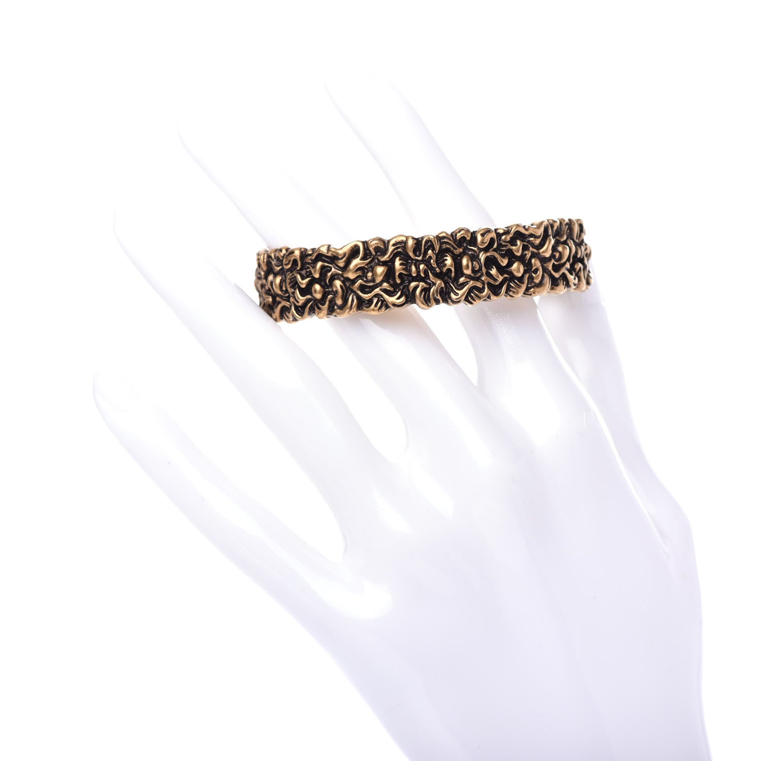 Gucci Metal Lion Mane Cuff Bracelet Aged Gold 2 of 6