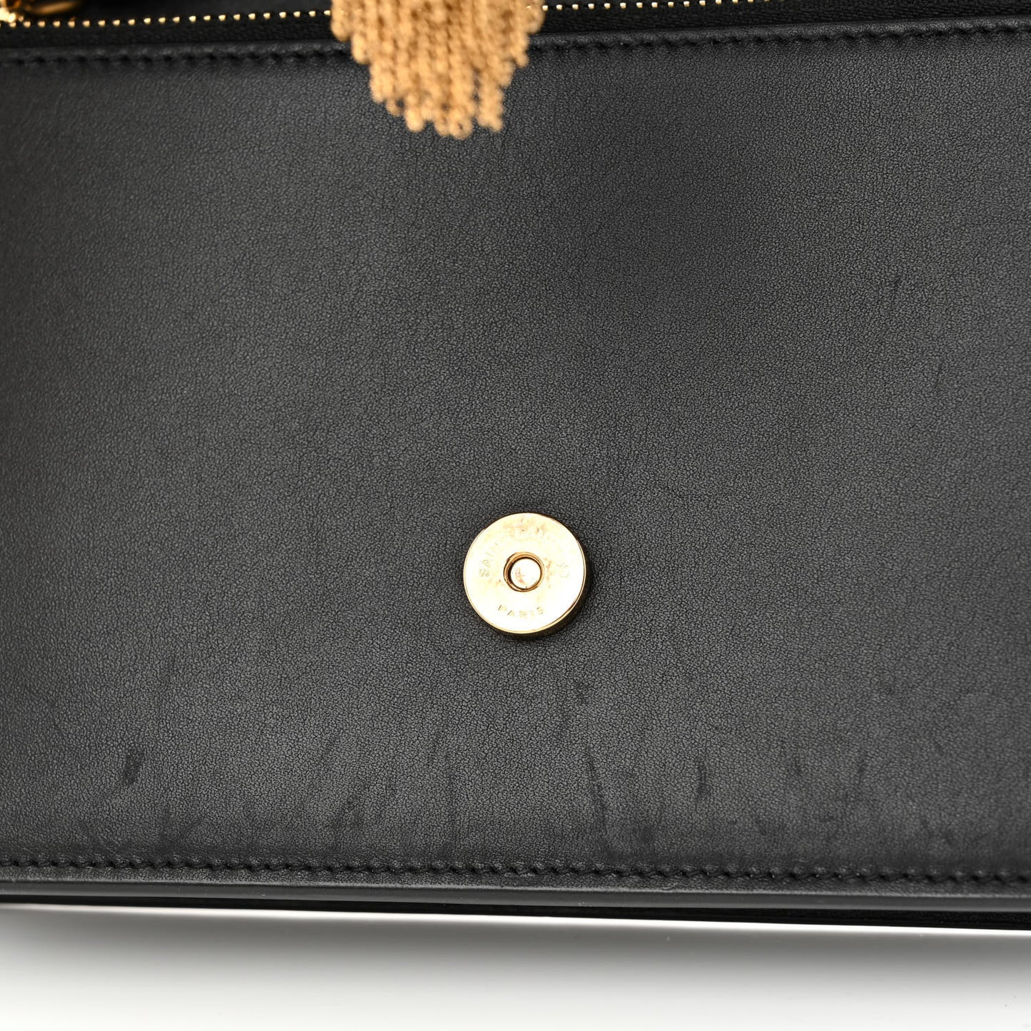 Smooth Calfskin Classic Monogram Kate Tassel Chain Wallet Black
