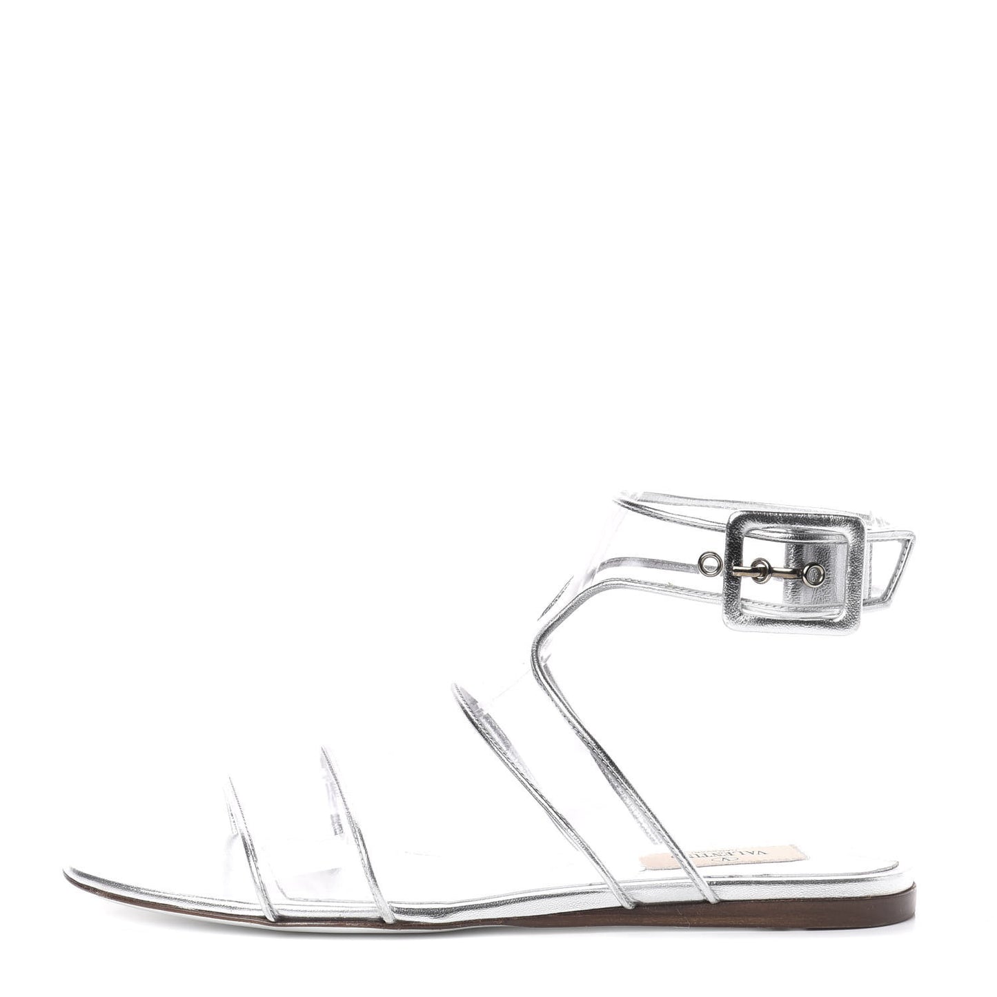 Metallic Goatskin PVC Moonwalk Flat Sandals 37.5 Silver