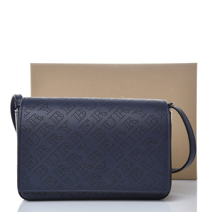 Burberry Calfskin Perforated Logo Hampshire Crossbody Navy 9 of 9
