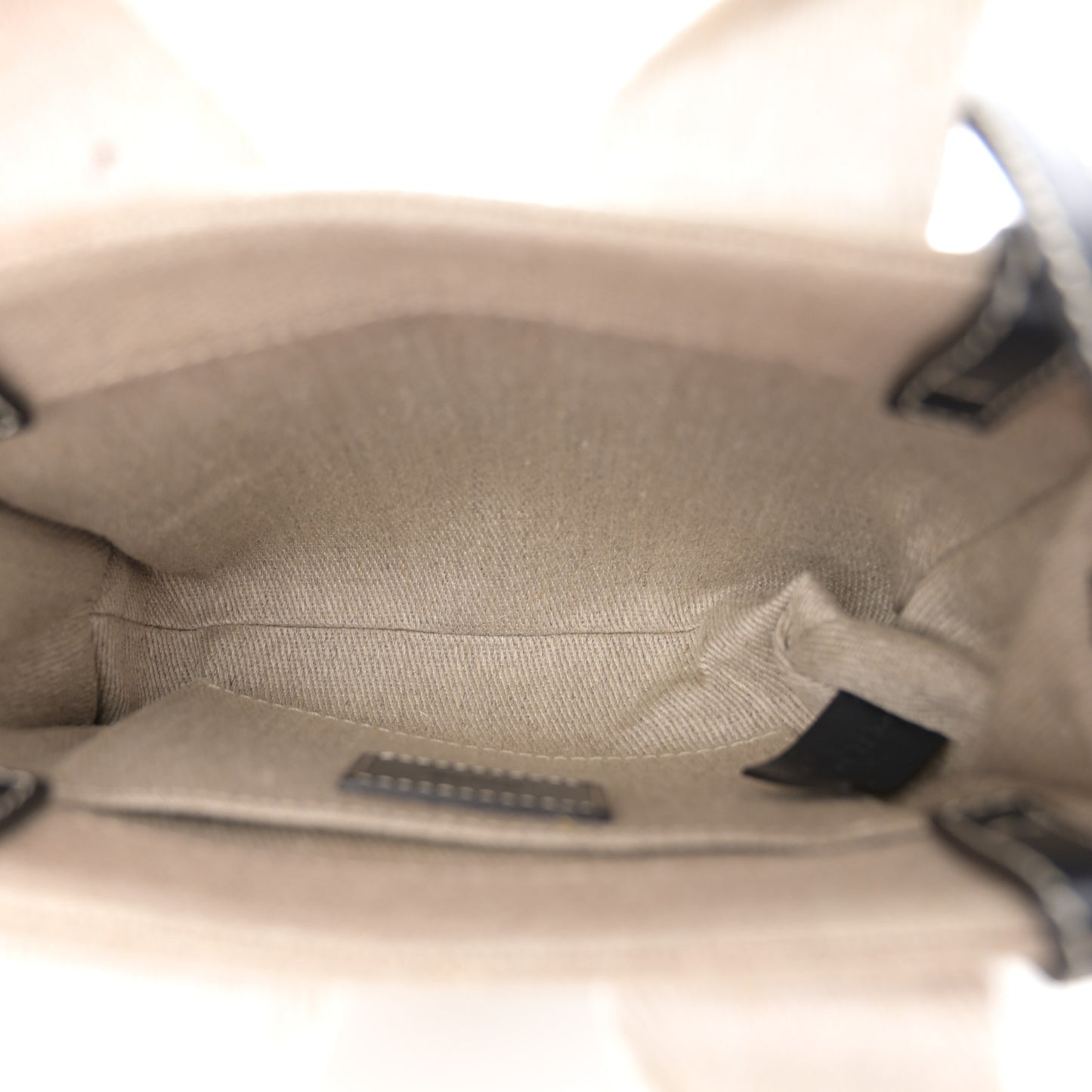 Linen Calfskin Mini Woody Ribbon Tote White Navy