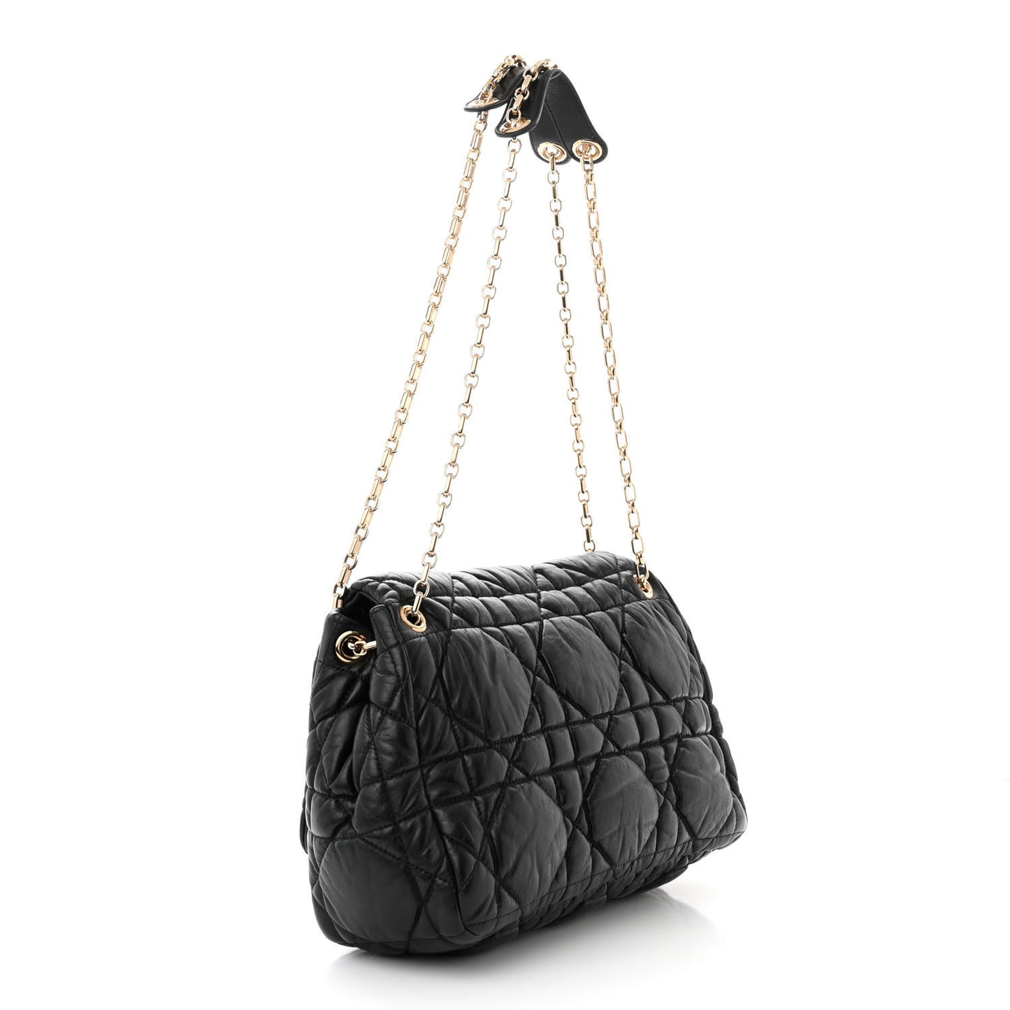 Lambskin Cannage Small Milly La Foret Shoulder Bag Black