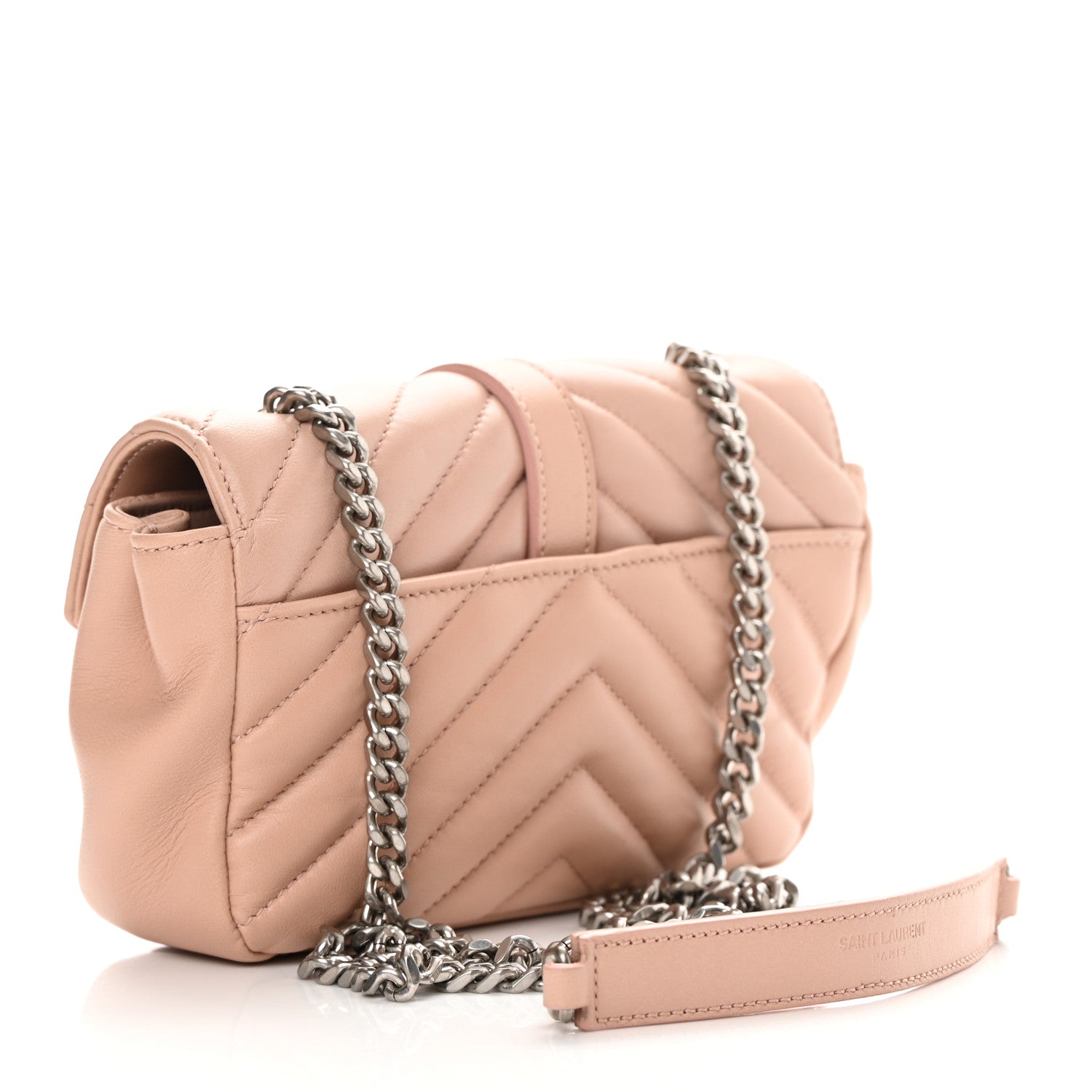Saint Laurent Calfskin Matelasse Chevron Monogram Classic Baby Chain Bag Pale Pink 3 of 12