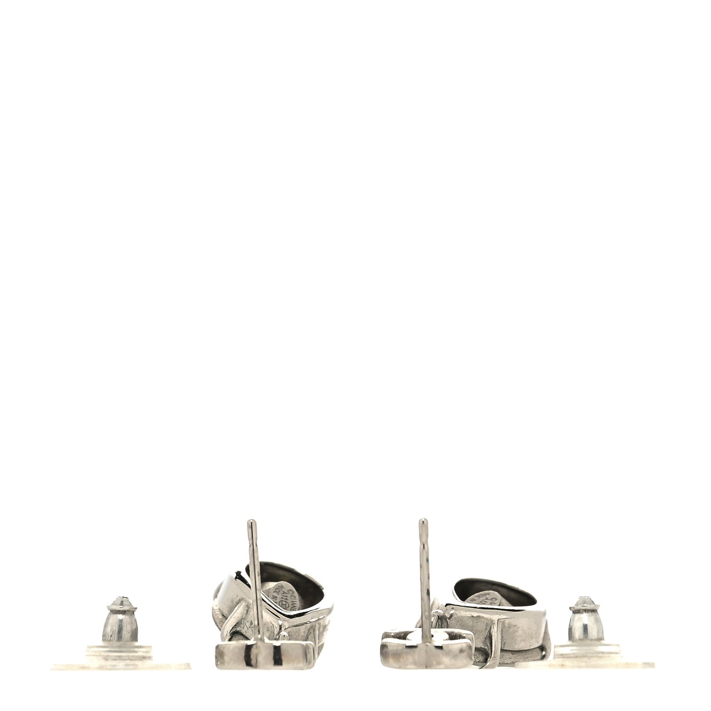 Crystal CC Drop Earrings Silver