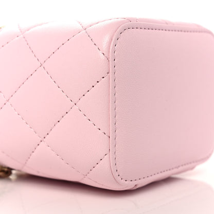 Chanel Lambskin Quilted Mini Vanity Case With Pearl Chain Light Pink 4 of 10
