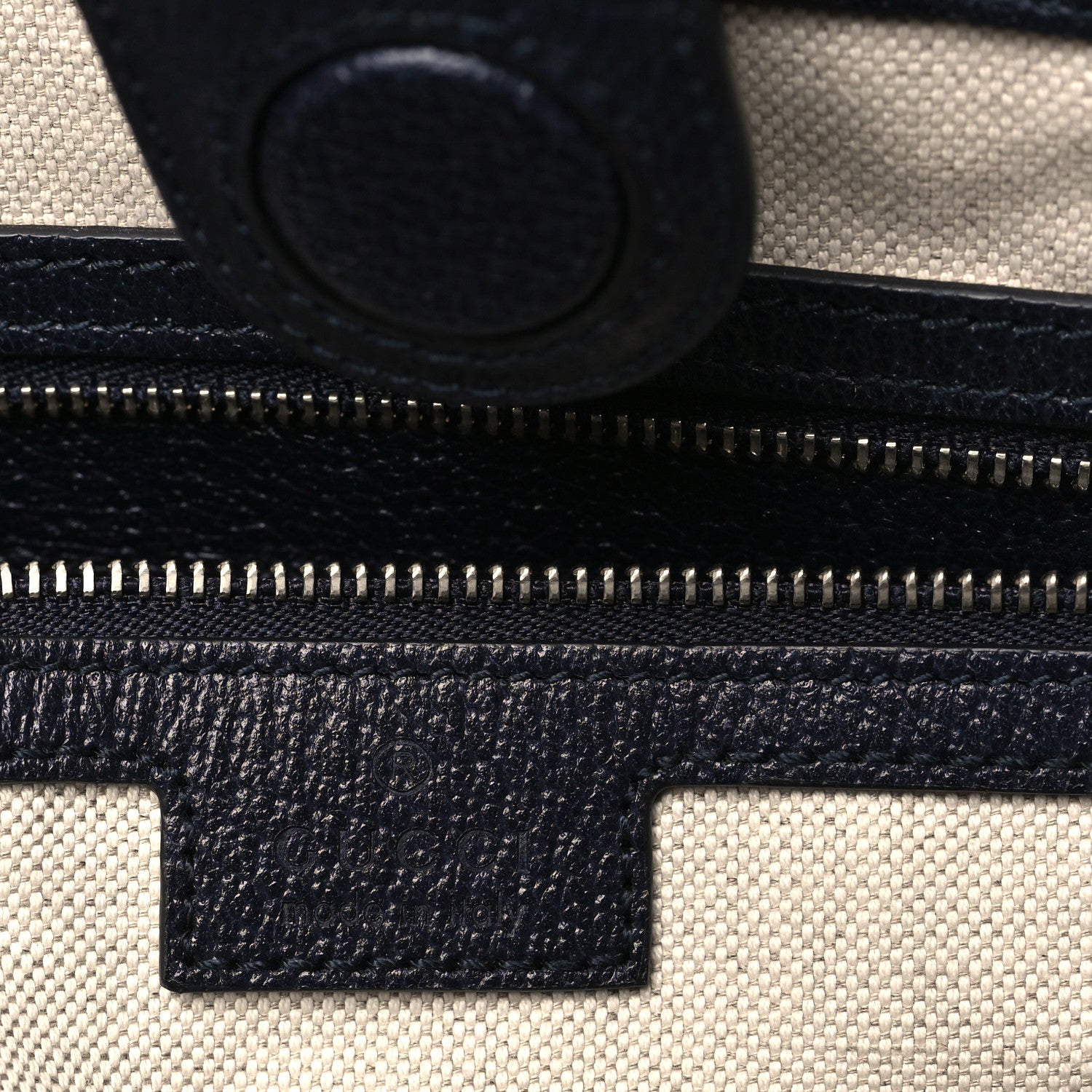 Gucci GG Supreme Monogram Textured Calfskin Web Medium Ophidia Shopping Tote Beige Blue 6 of 10