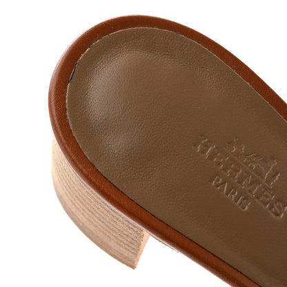 Hermes Calfskin Oasis Sandals 37.5 Gold 9 of 10