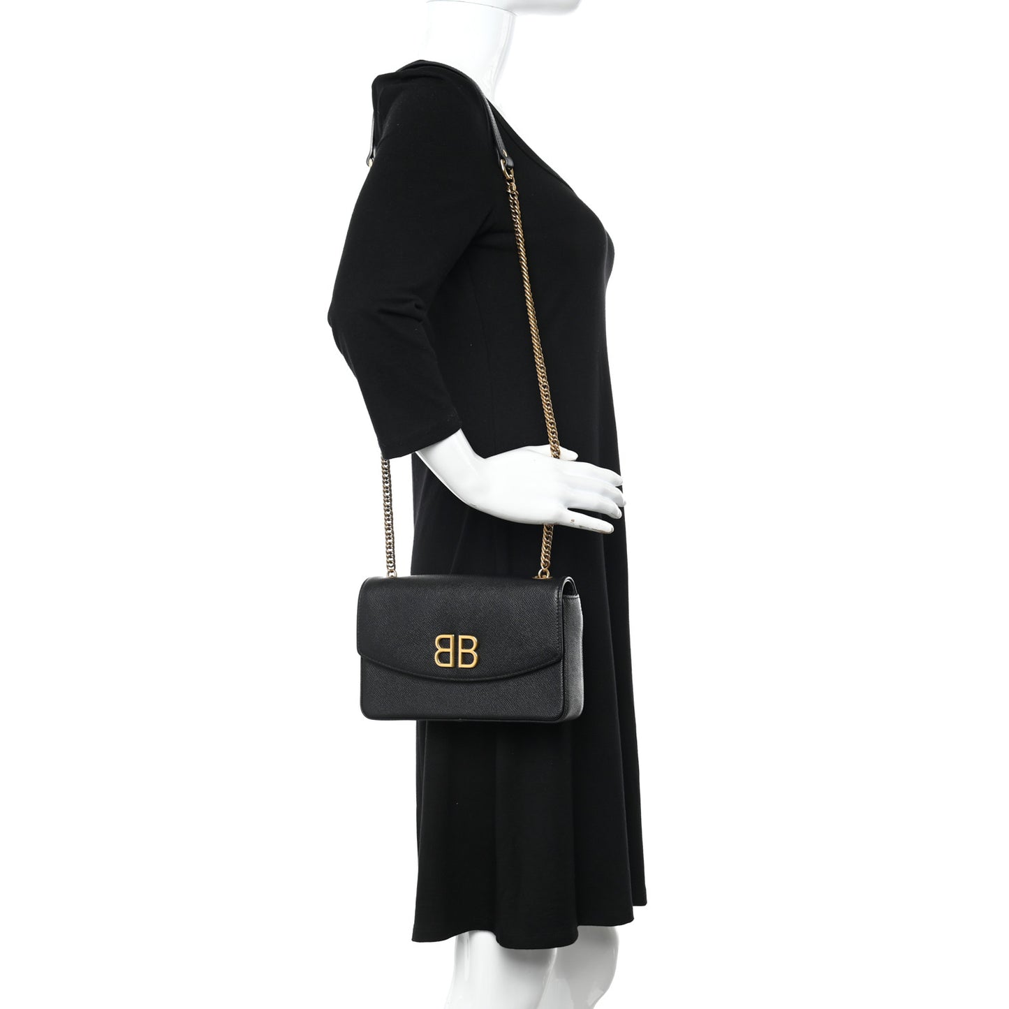 Calfskin BB Chain Wallet Black