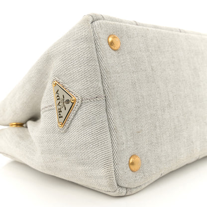 Prada Denim Small Logo Tote Bianco 9 of 12
