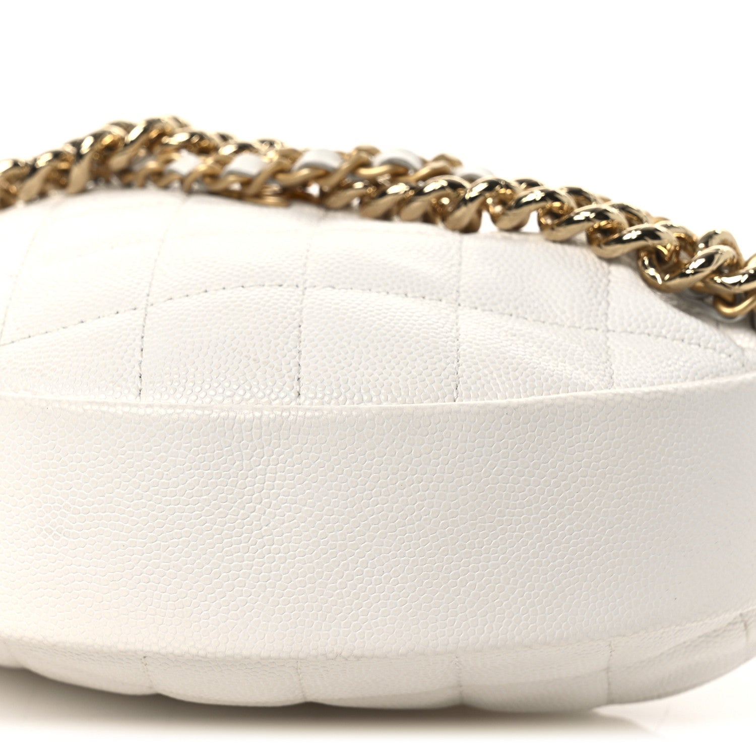 Chanel Shiny Caviar Quilted Bow Pouch Hobo White 10 of 11