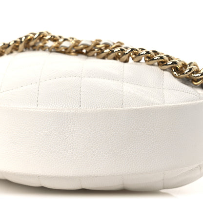 Chanel Shiny Caviar Quilted Bow Pouch Hobo White 10 of 11