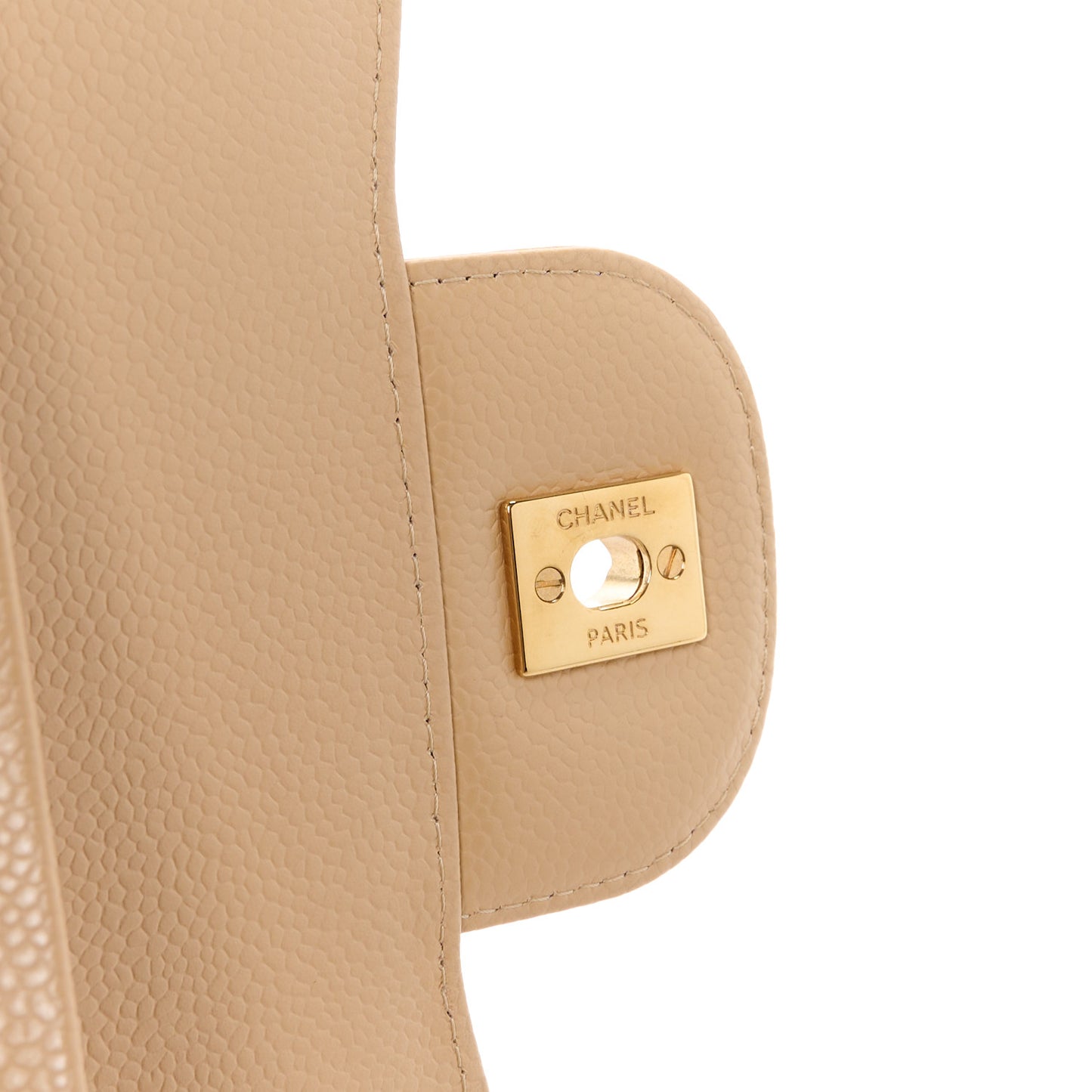 Caviar Quilted Jumbo Double Flap Beige
