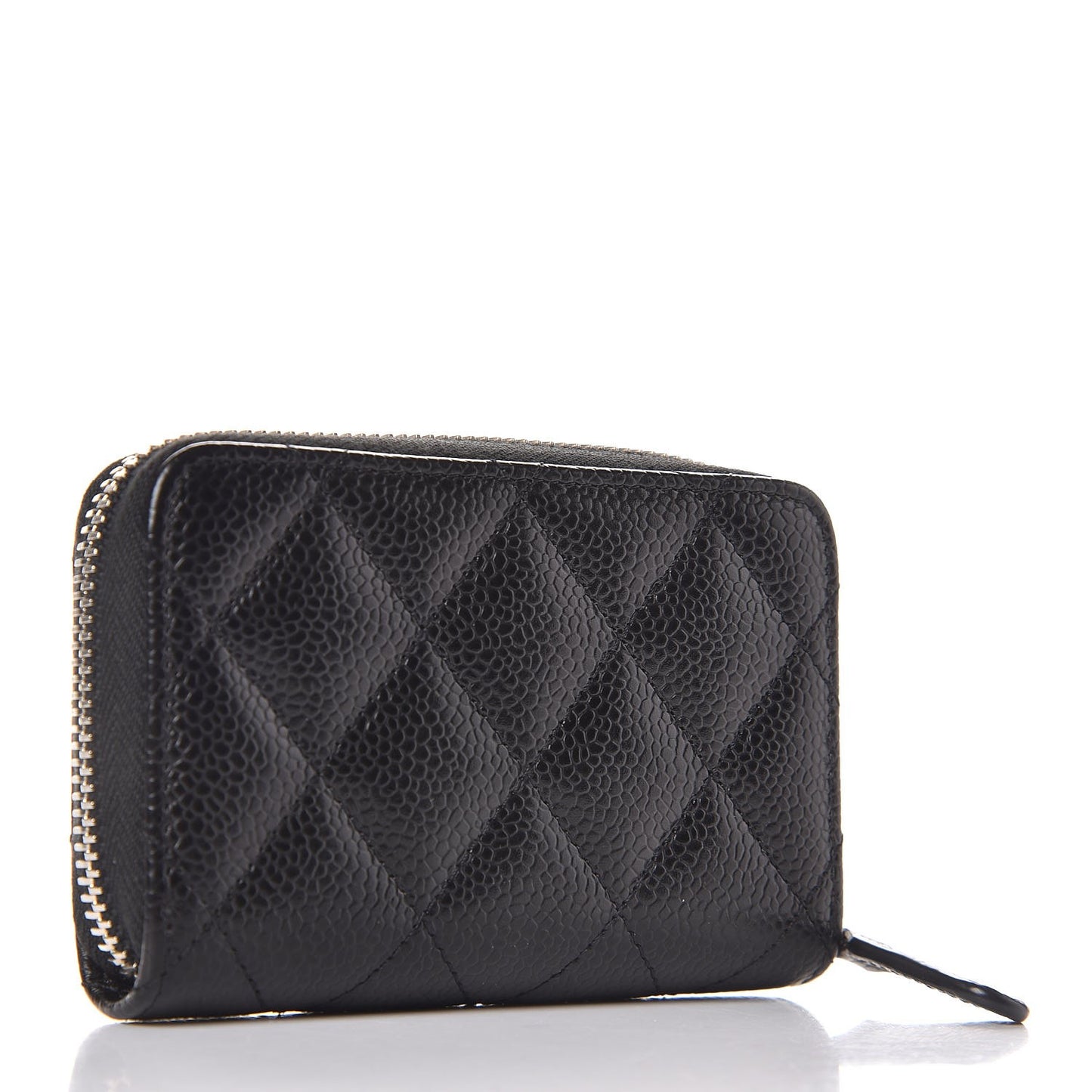 Caviar Quilted Zip Coin Purse Black