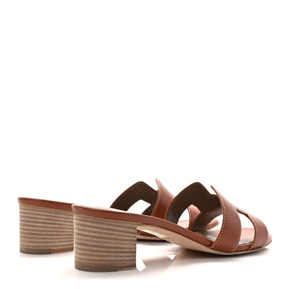 Hermes Calfskin Oasis Sandals 37 Gold 4 of 11