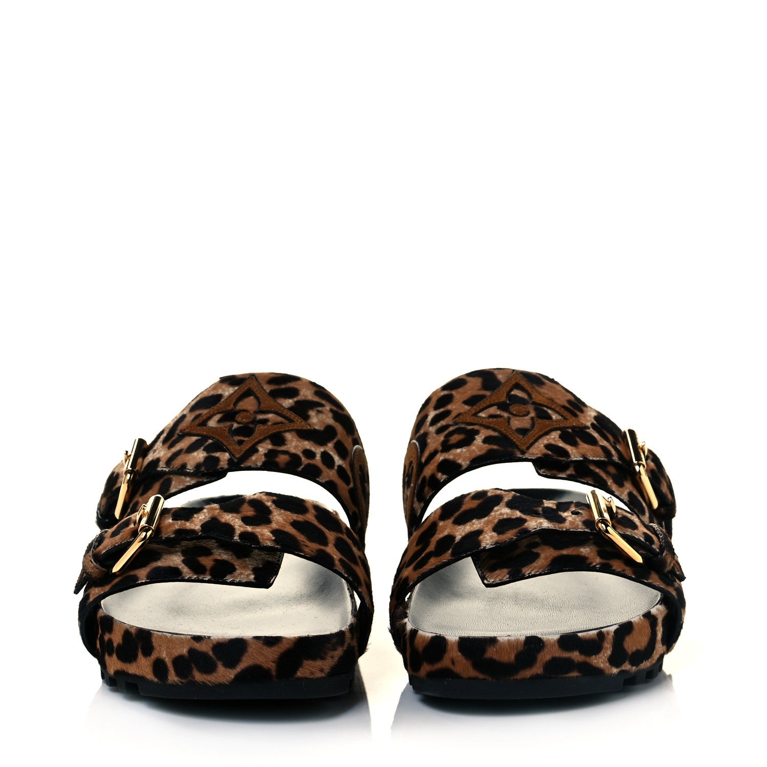 Louis Vuitton Calfskin Pony Hair Leopard Bom Dia Mule Sandals 38 Cognac Brown 3 of 9