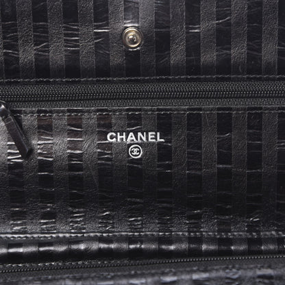 Chanel Aged Calfskin Striped Reissue Wallet On Chain WOC Black 5 of 12