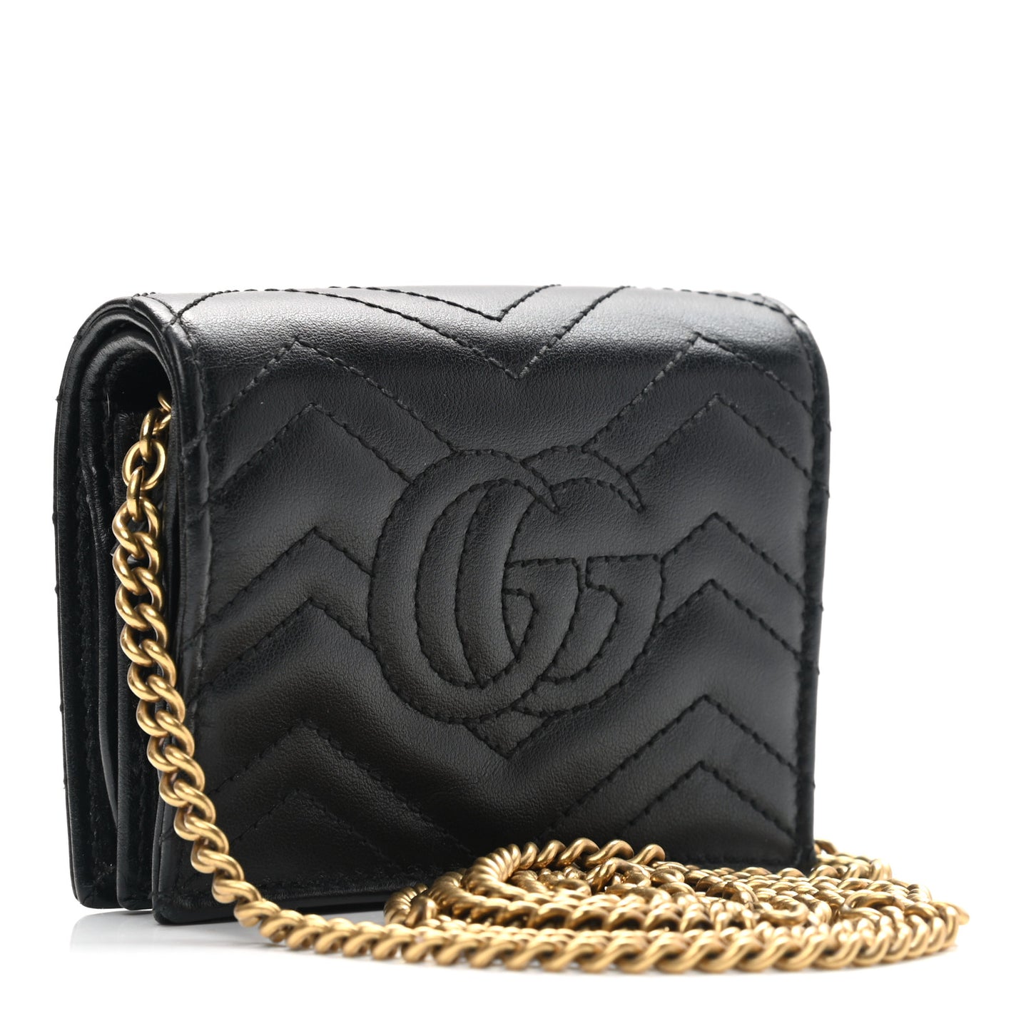 Calfskin Matelasse GG Marmont Mini Wallet On Chain Black