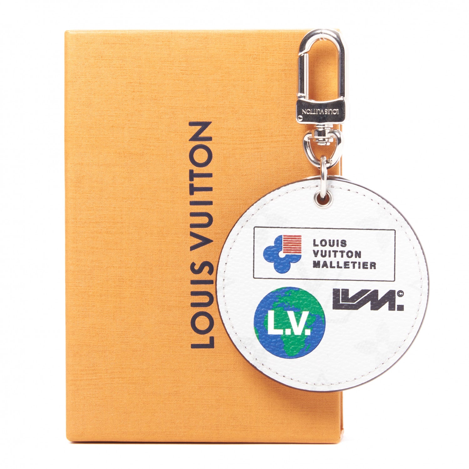 Louis Vuitton Taiga Monogram Logo Illustre Bag Charm Key Holder White 5 of 5