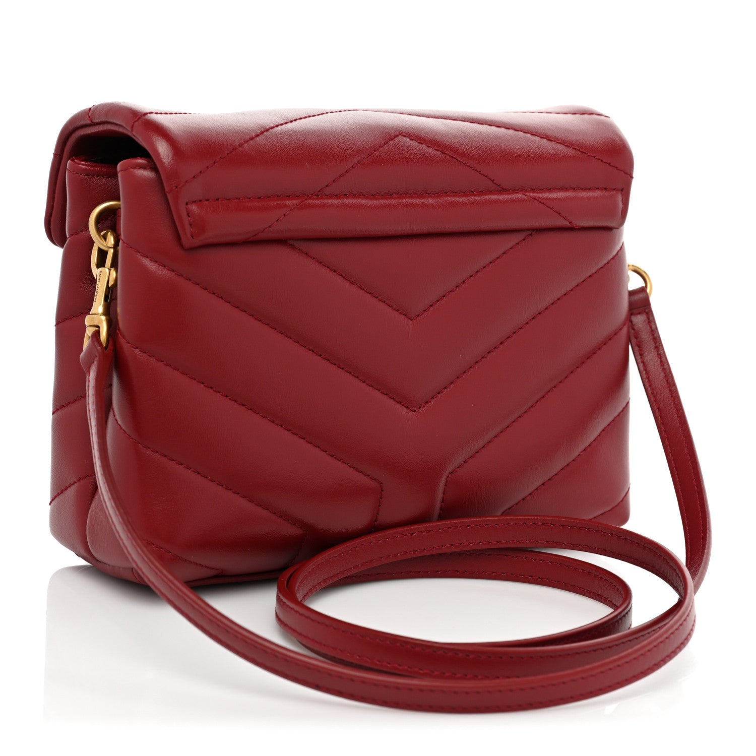 Saint Laurent Calfskin Y Quilted Monogram Toy Loulou Monogram Crossbody Bag Red 3 of 10