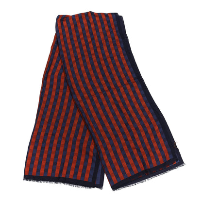 Louis Vuitton Cotton Silk Damier Stripe Stole Blue Red 2 of 4