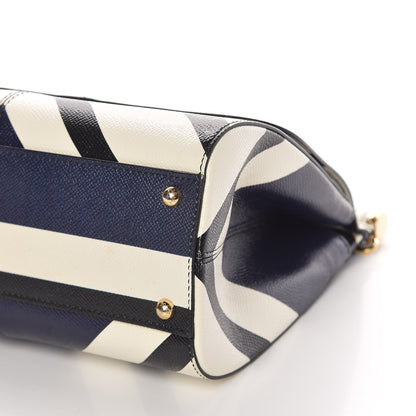 Dolce & Gabbana Dauphine Chevron Striped Medium Miss Sicily Satchel Blue 8 of 10