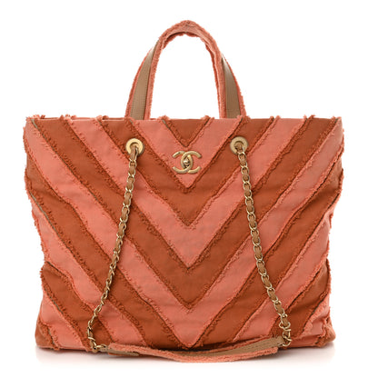 Chanel Canvas Chevron Cuba Patchwork Shopper Tote Orange 1 of 14