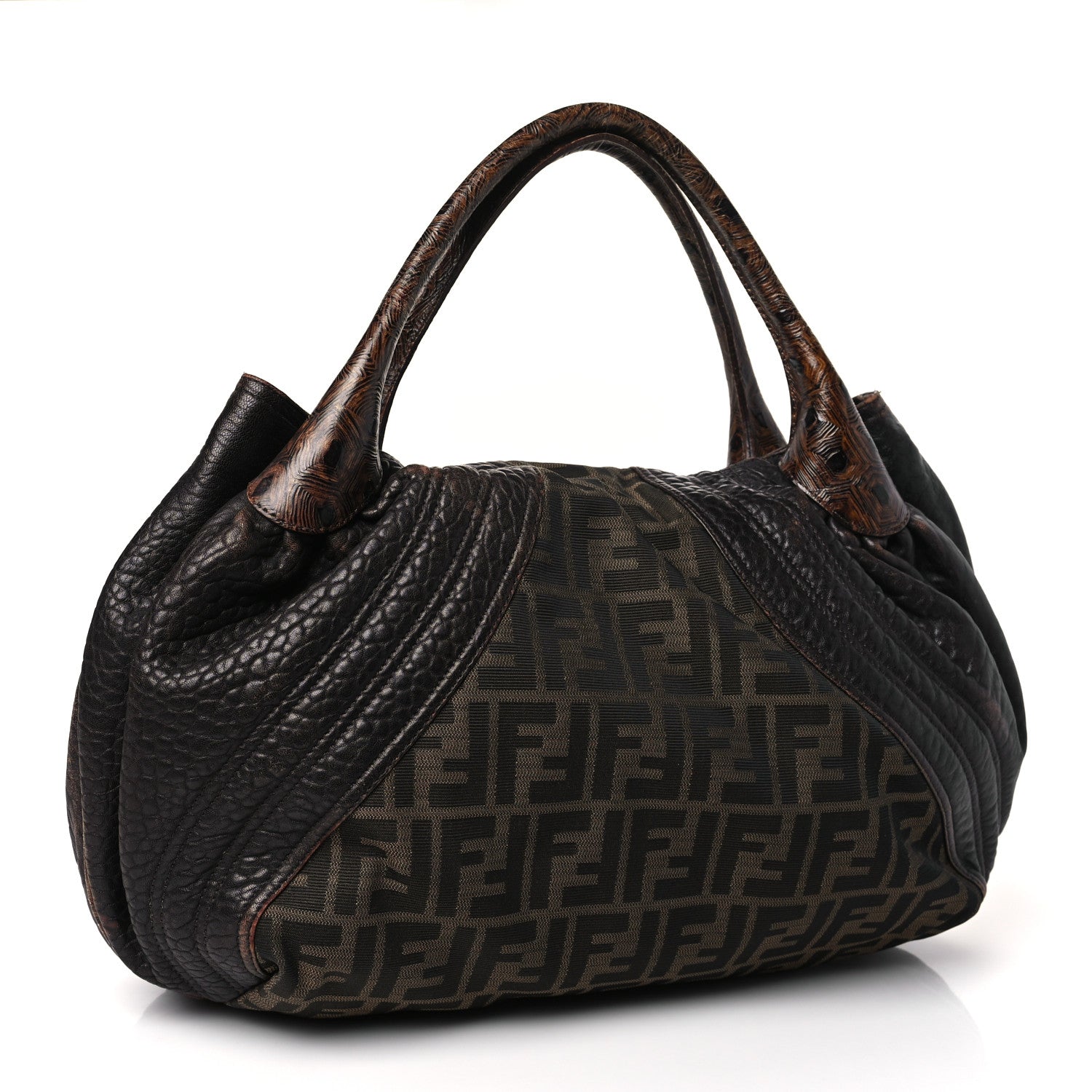 Fendi Zucca Nappa Nuvolata Vitello Tortuga Spy Tobacco Moro 3 of 9