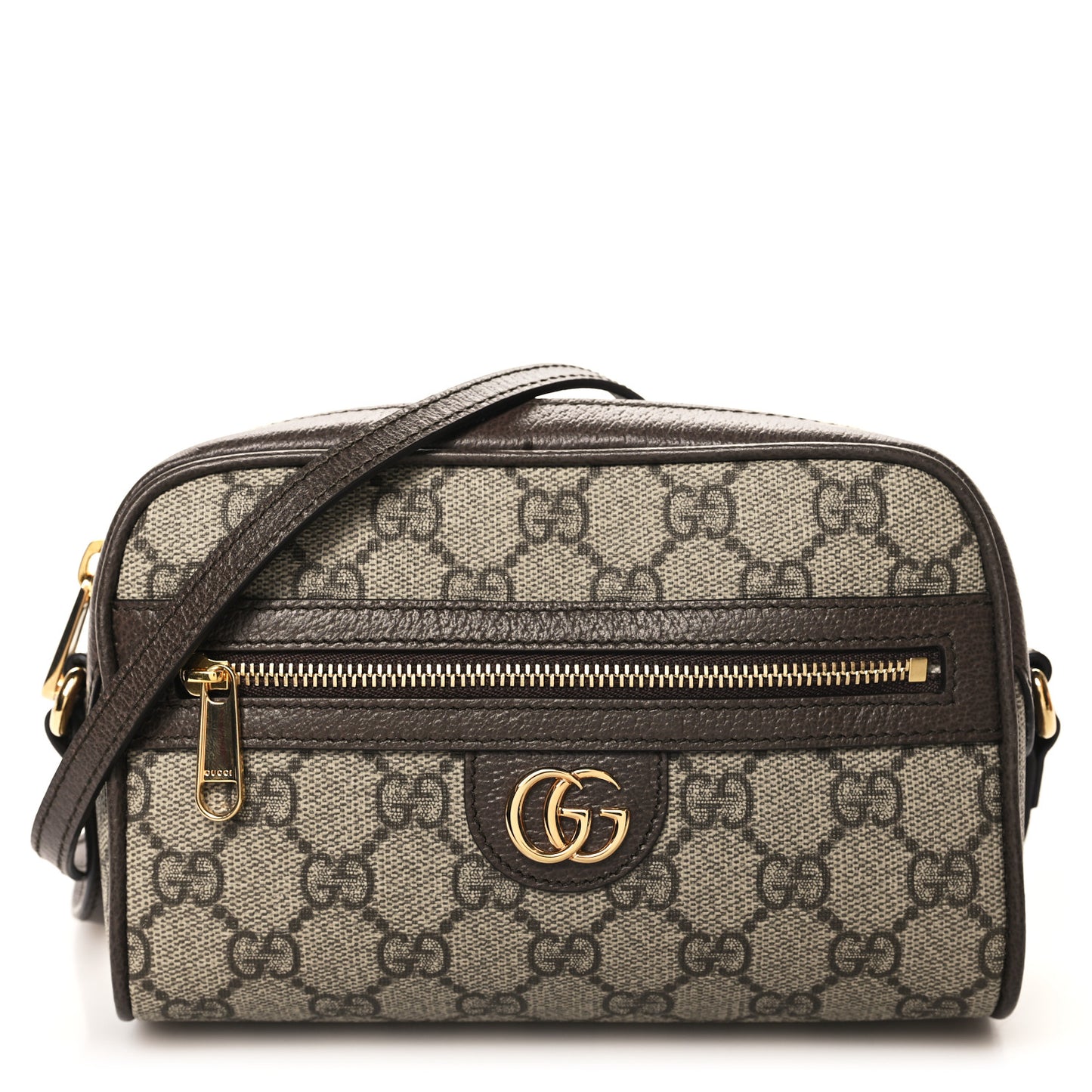 Denim Monogram Textured Dollar Calfskin Super Mini Ophidia Shoulder Bag Beige Ebony New Acero