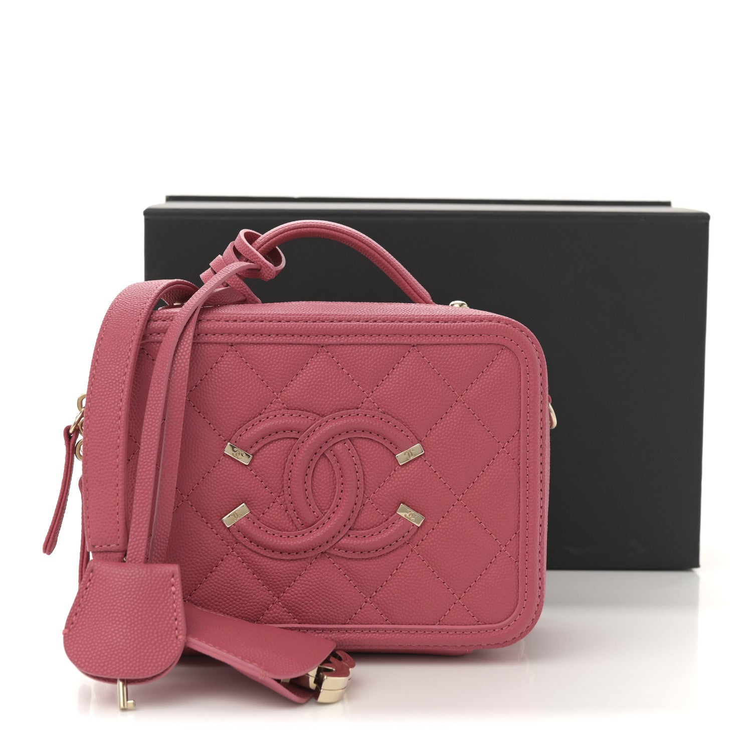 Chanel Caviar Quilted Small CC Filigree Vanity Case Rose 11 of 11