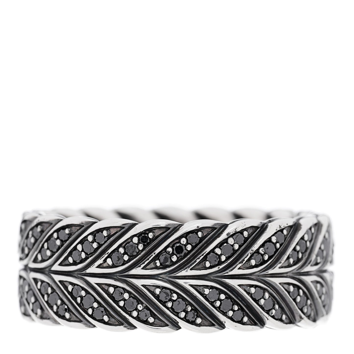 Sterling Silver Black Diamond Chevron Band Ring 65 11