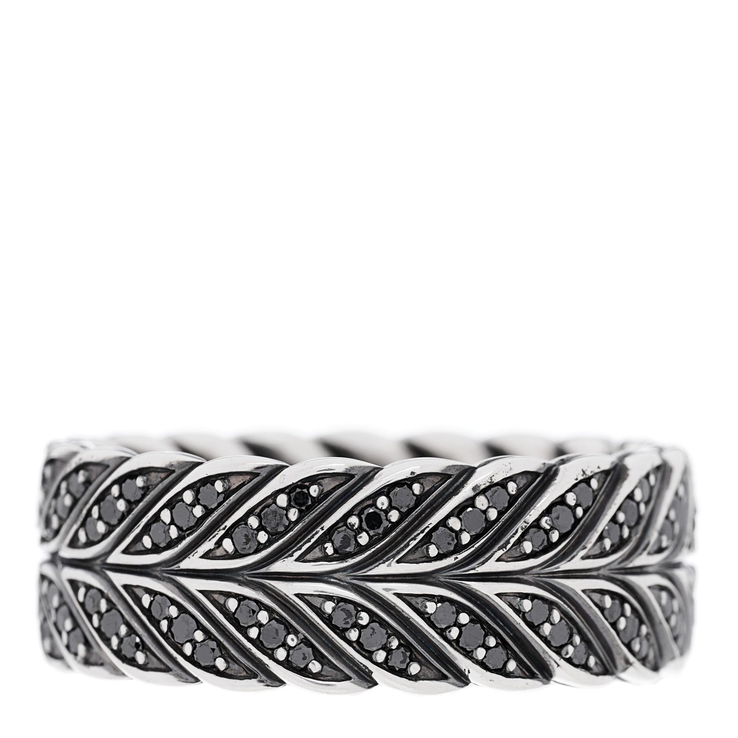 David Yurman Sterling Silver Black Diamond Chevron Band Ring 65 11 3 of 5