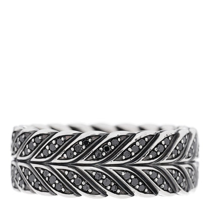 David Yurman Sterling Silver Black Diamond Chevron Band Ring 65 11 3 of 5