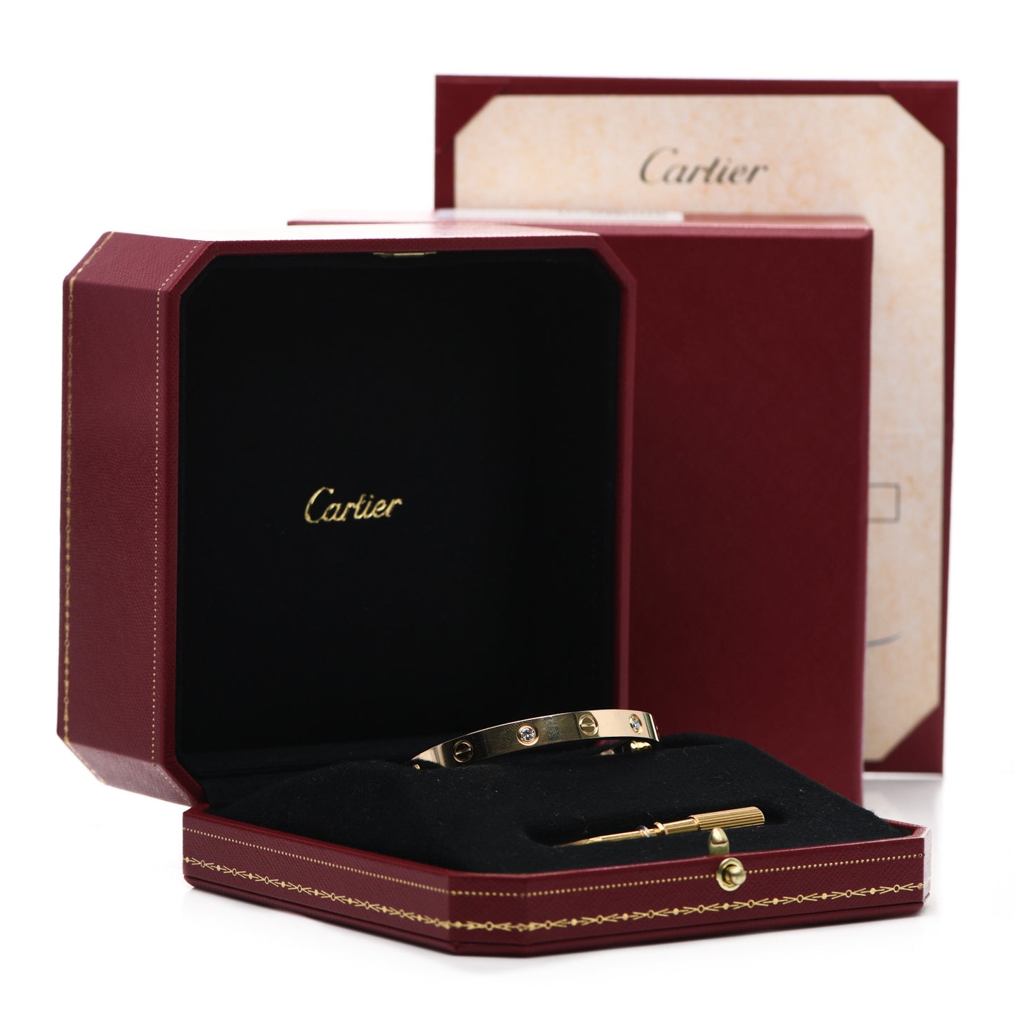 18K Yellow Gold 4 Diamond LOVE Bracelet 16
