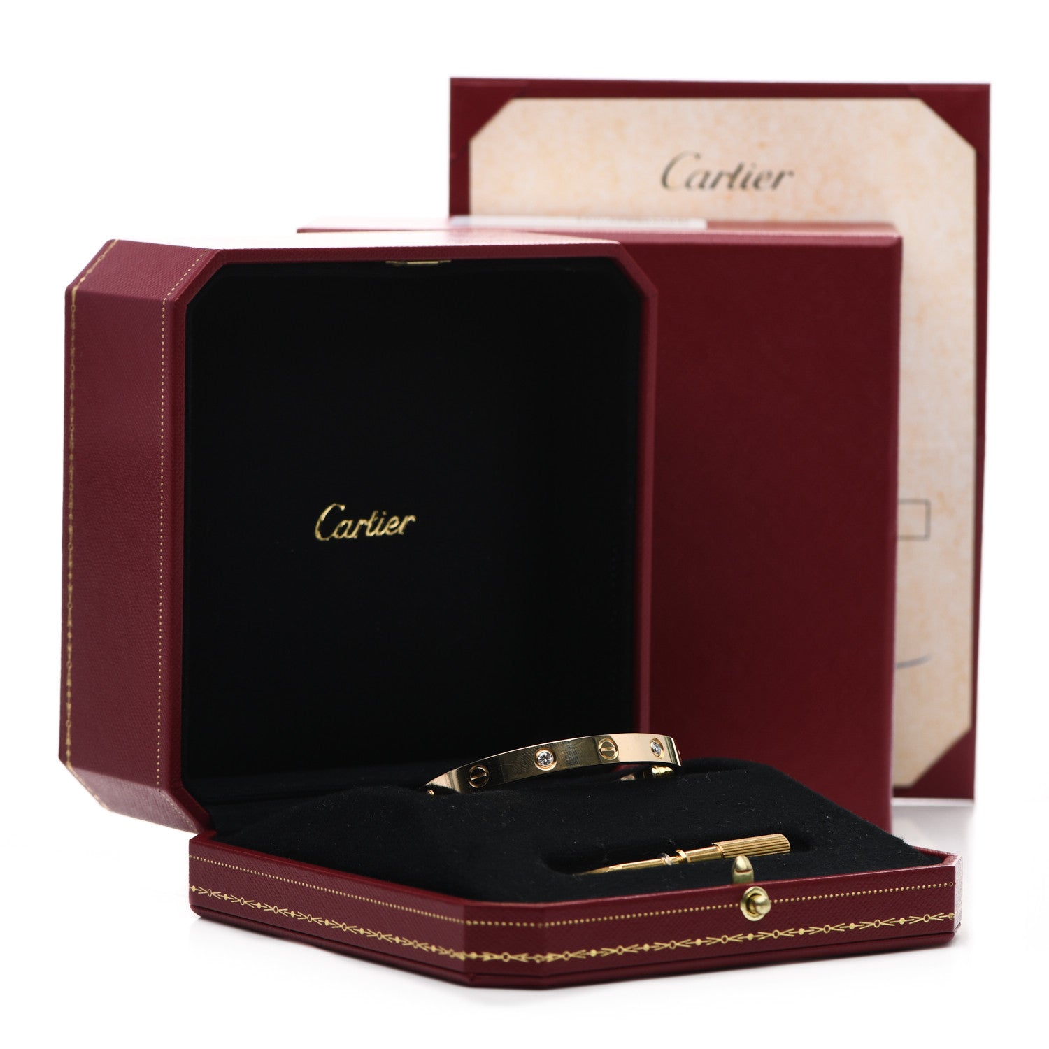 Cartier 18K Yellow Gold 4 Diamond LOVE Bracelet 16 7 of 7