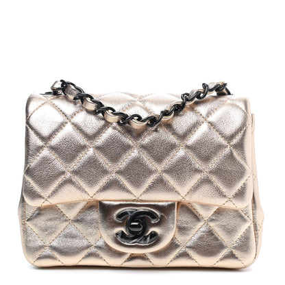 Chanel Metallic Lambskin Quilted Mini Square Flap Gold Black 1 of 4