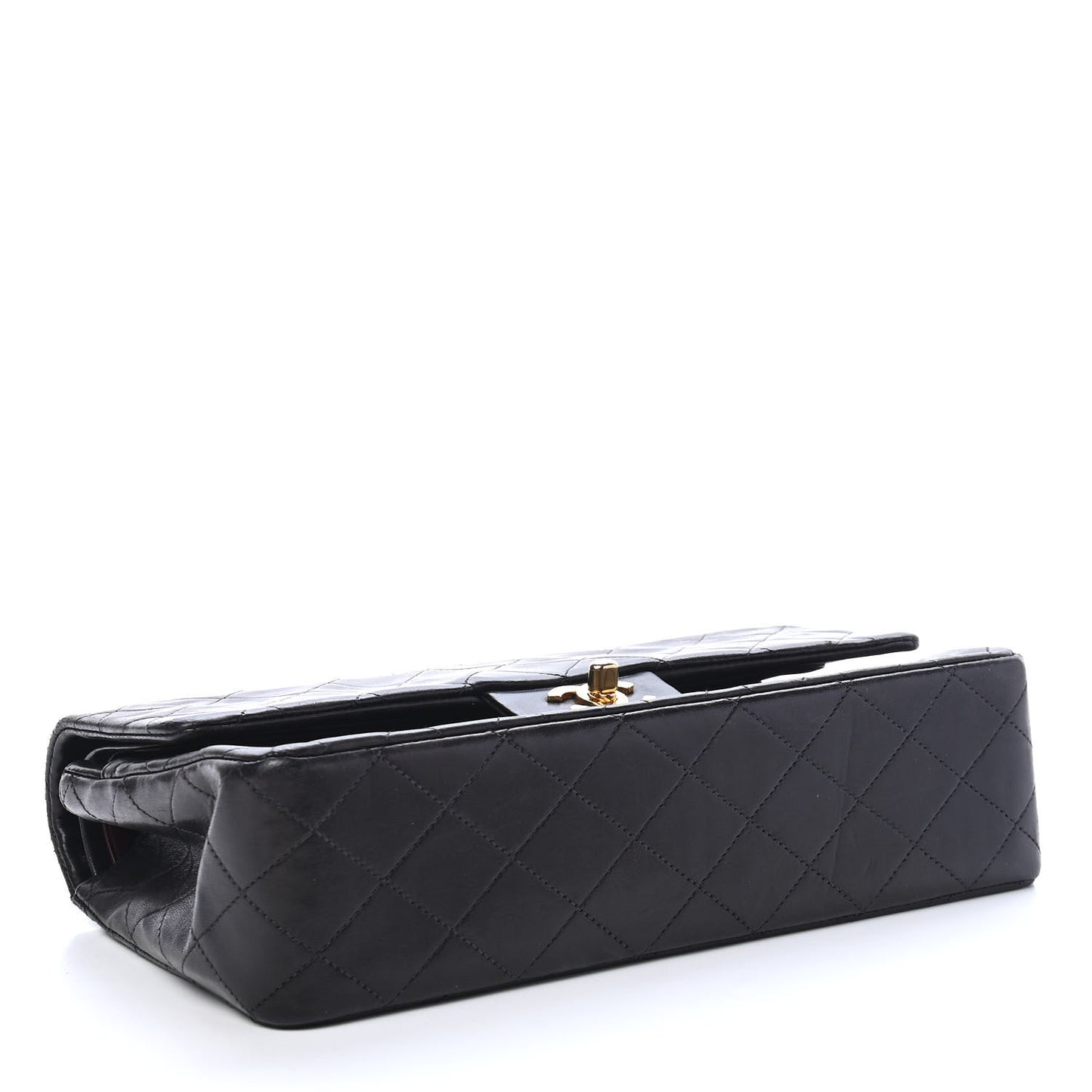Lambskin Quilted Medium Double Flap Black